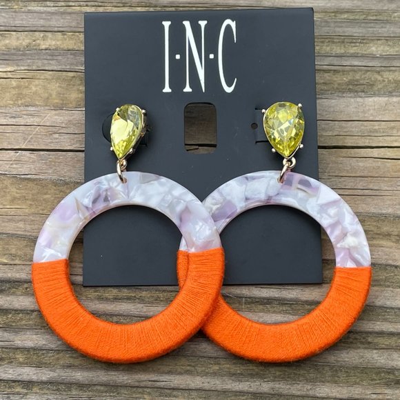 International Concept Earrings Hoops Resin & Wrap Multi Color Women Ear Jewelry - Picture 2 of 15